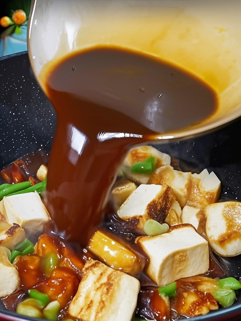 Tofu with ground pork oyster sauce COOKING STEP 6