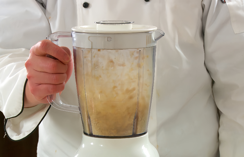 Blend soybeans in a blender