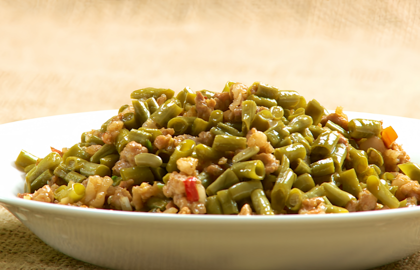 Stirfried Sour Long Beans and Minced Pork