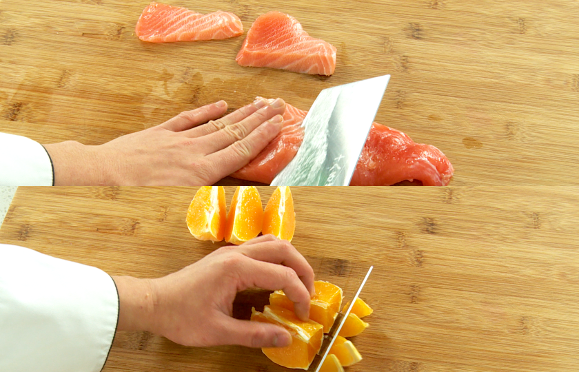 salmon and oranges