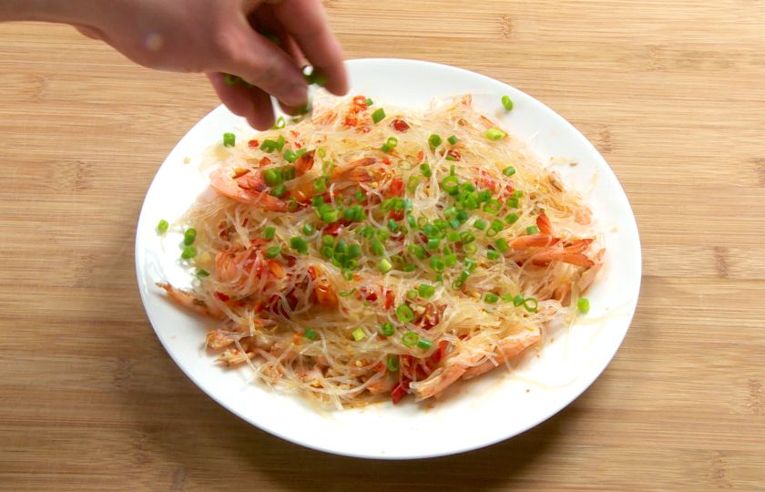 Sprinkle chopped green onions.