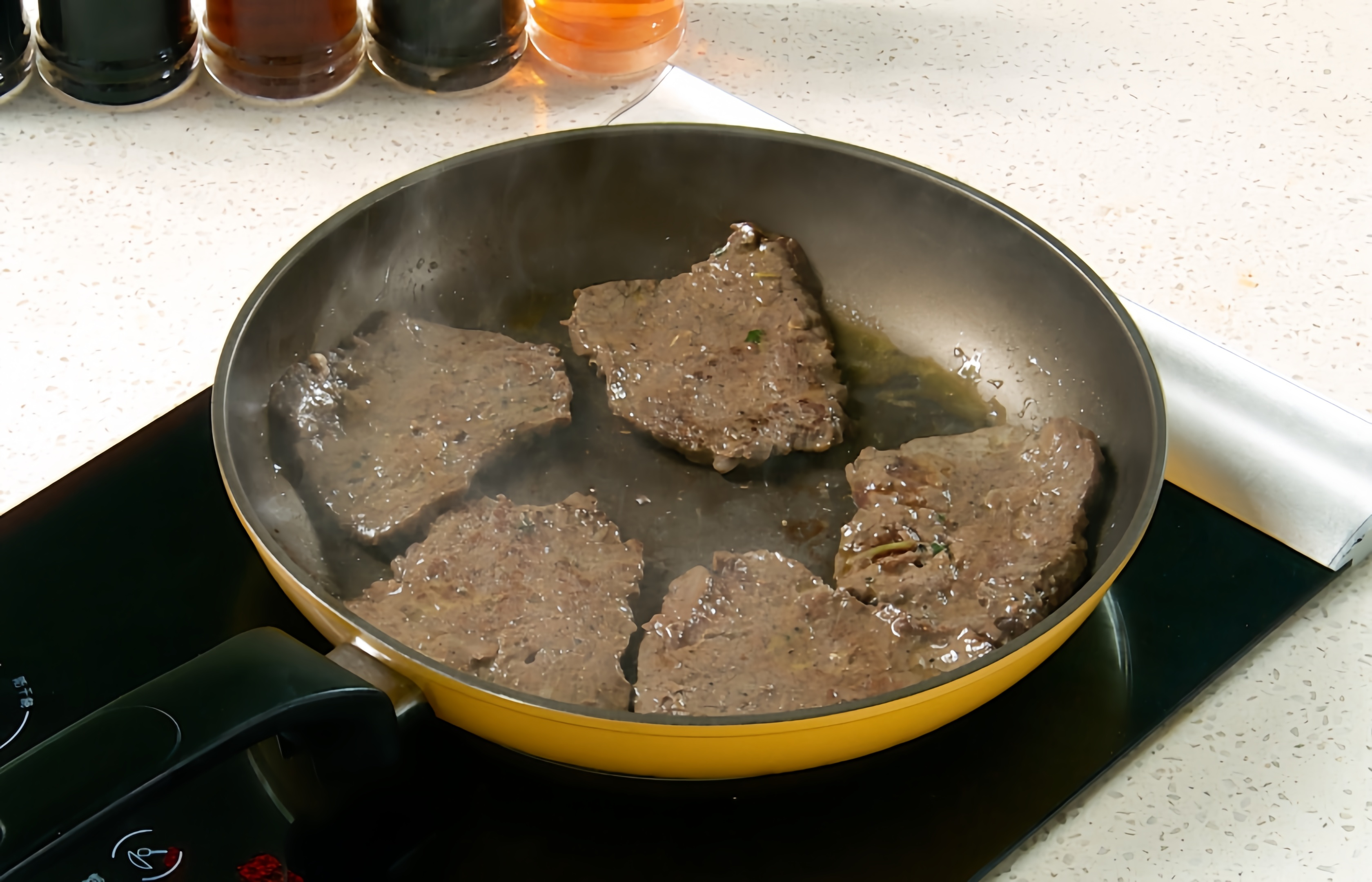 Frying beef