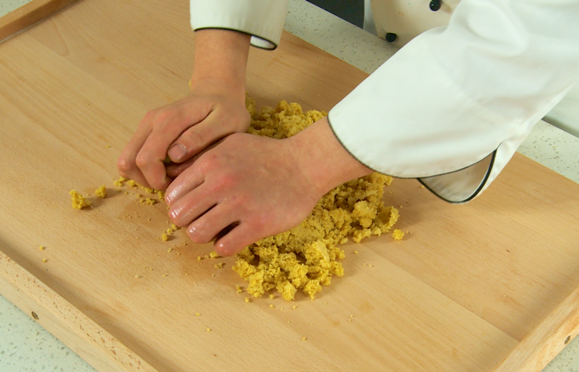 Knead the cornmeal into shape