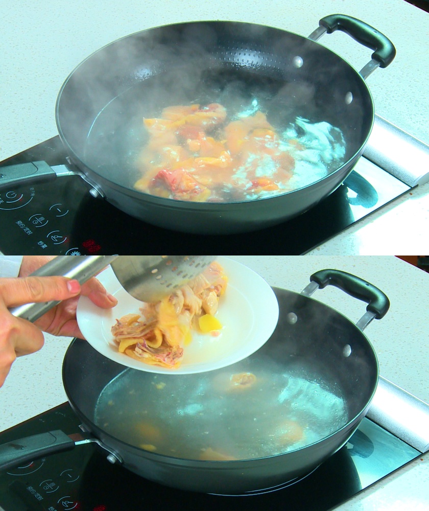 Blanching chicken