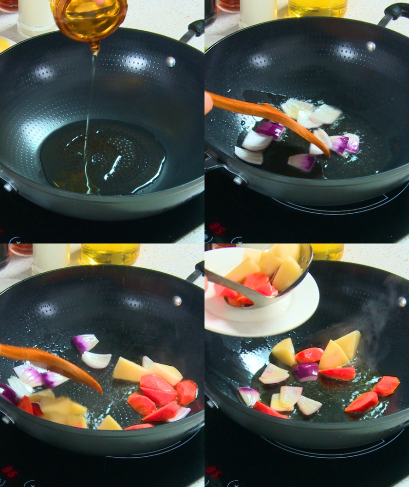 Pre-frying vegetables to enhance fragrance