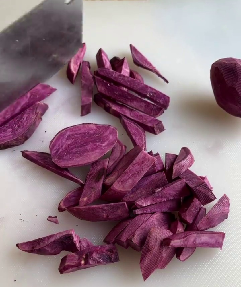 Cut purple sweet potato