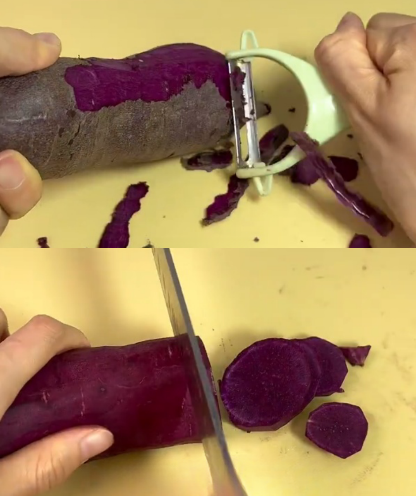 Peel and wash the purple sweet potato