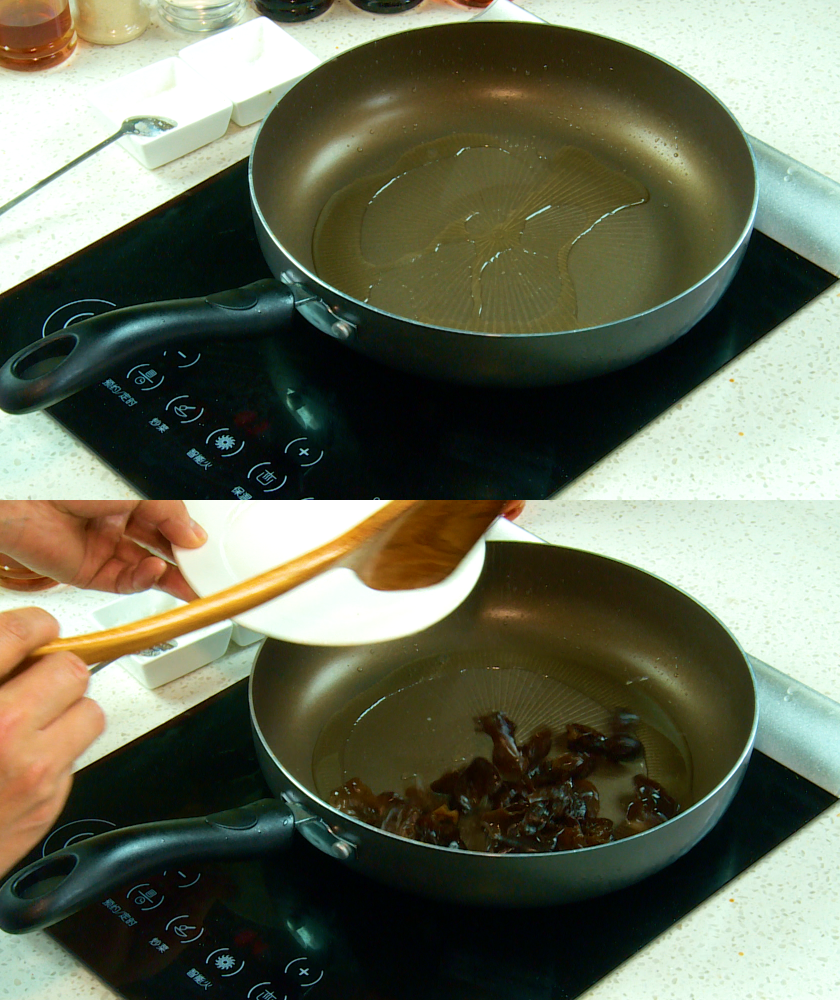 Stir-fry wood ear mushrooms