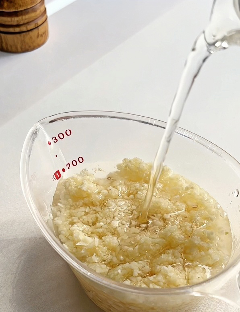 Minced garlic in a bowl