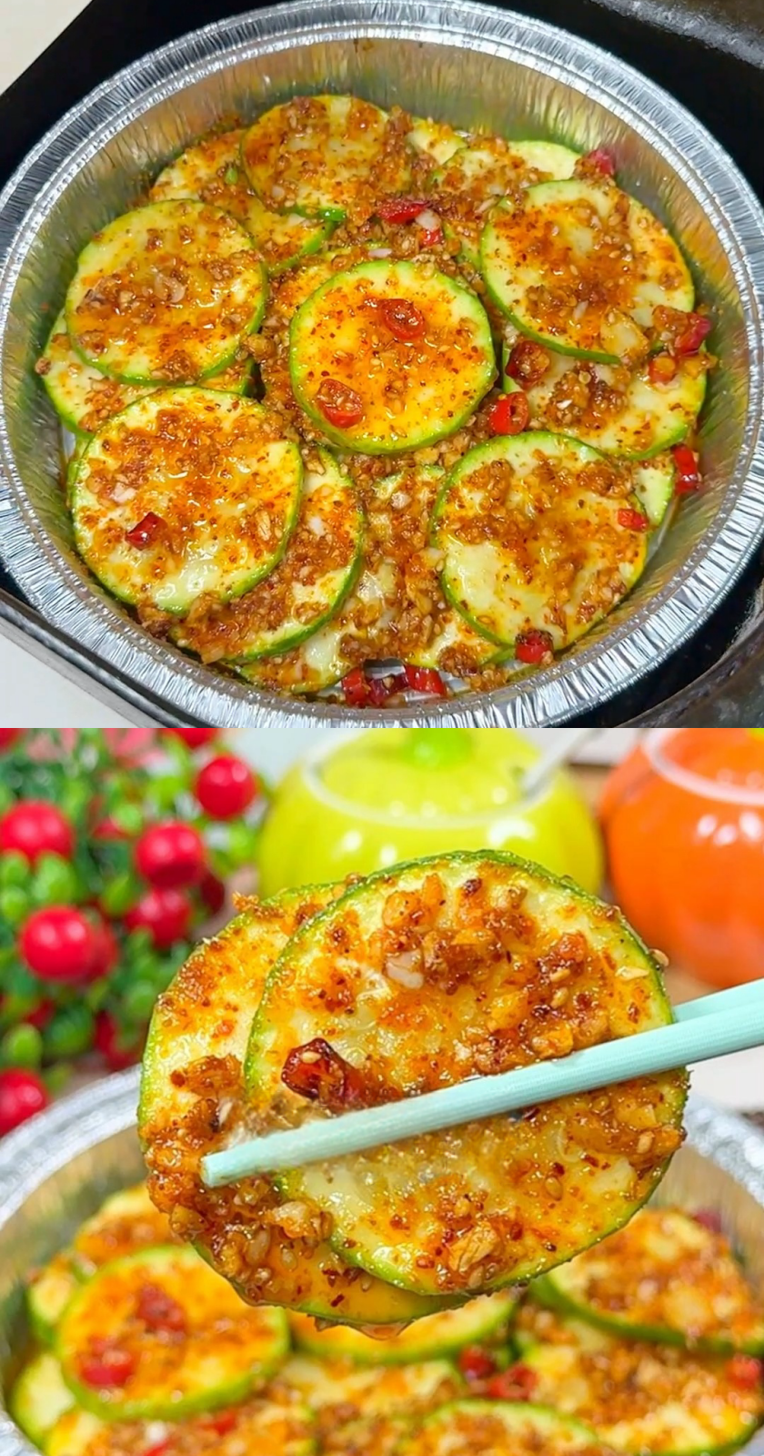 The delicious grilled zucchini is ready