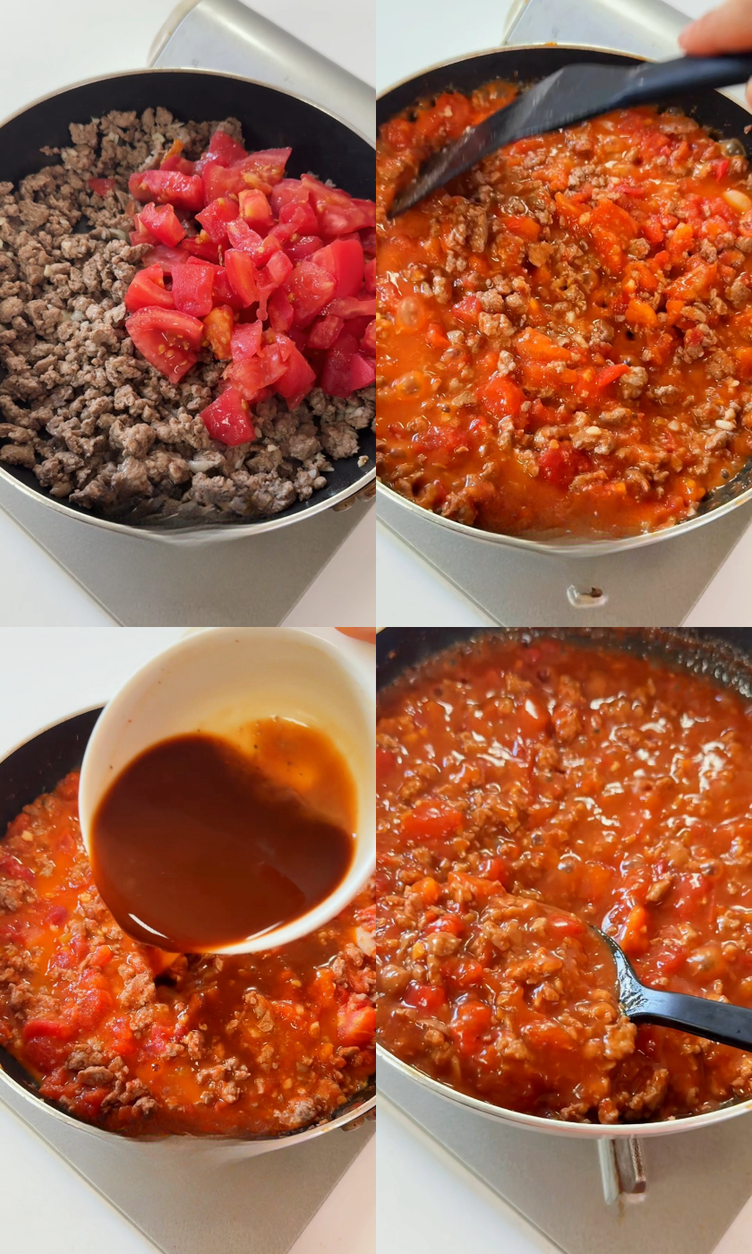 Make tomato meat sauce