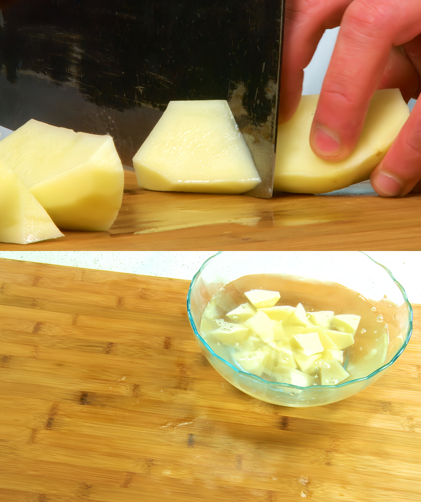 Cut & soak potatoes 