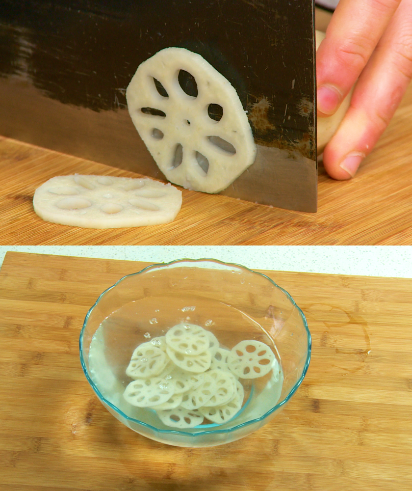 Slice & soak lotus root