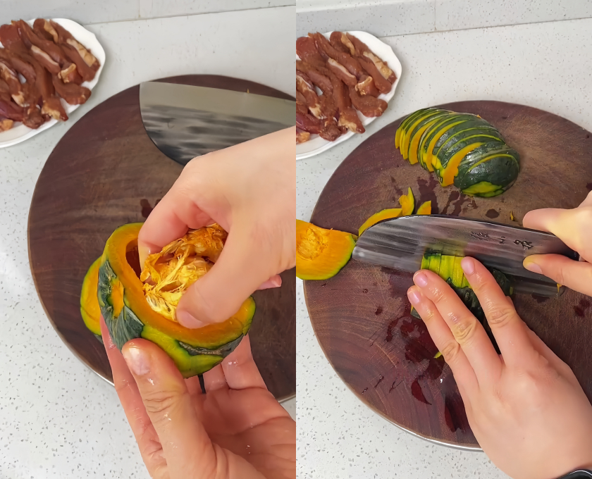 Slice pumpkin