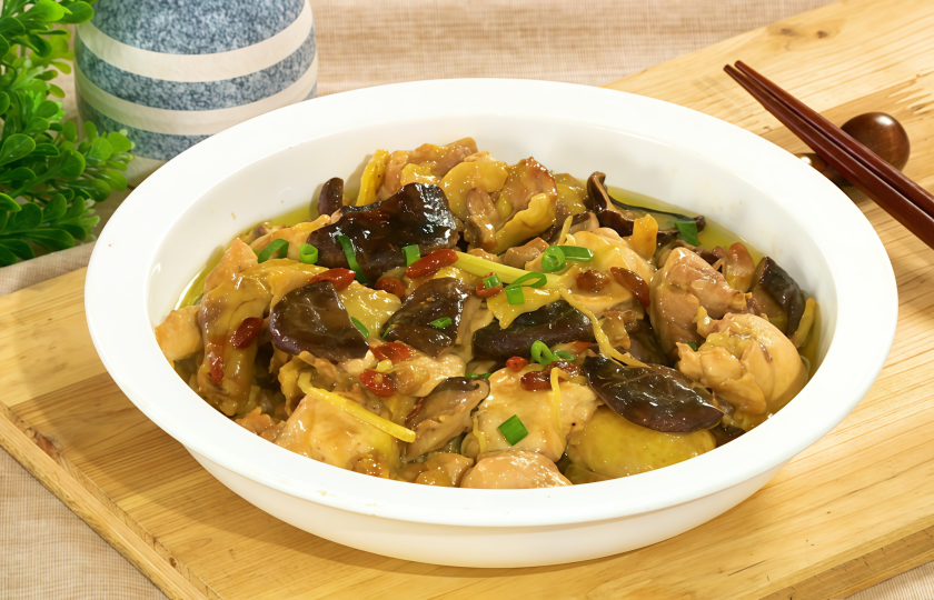 Steamed Chicken with Shiitake Mushrooms