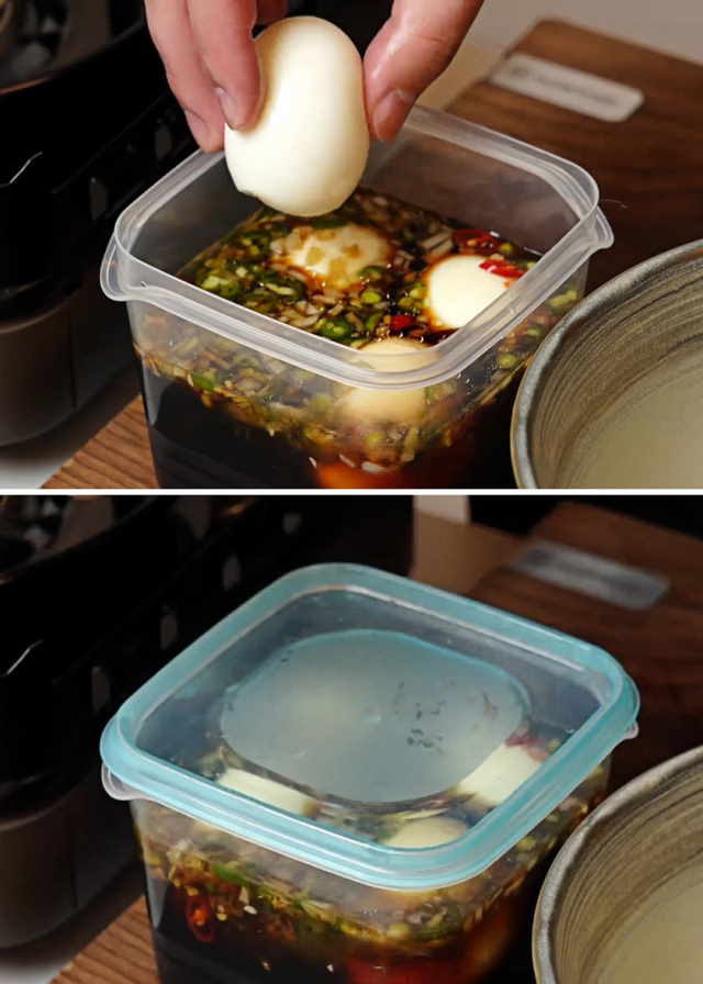 Place eggs in sealed container